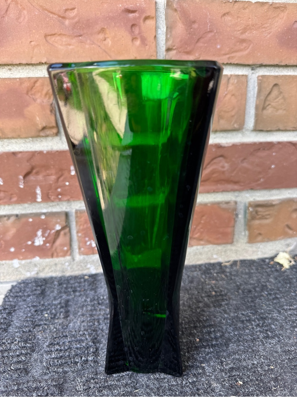 MCM Green Glass Rocket
Ship Deco Style Vase 8.75"Tall
